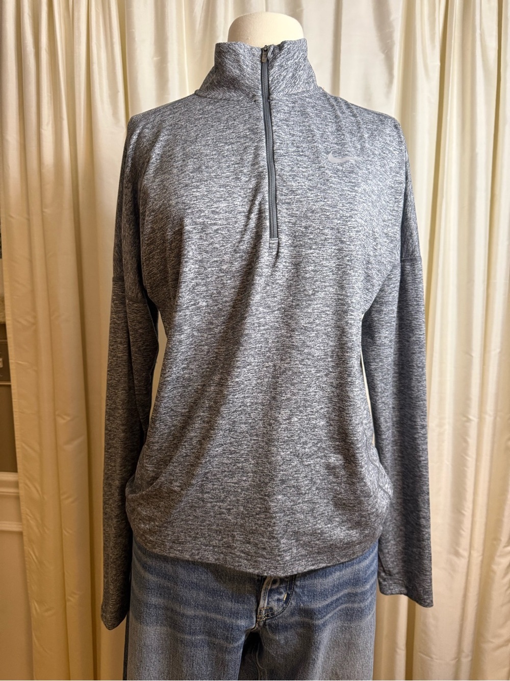 Nike Dri-Fit Gray Quarter-Zip Long Sleeve Running Top